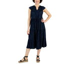 X^CAhR[ fB[X s[X gbvX Women's Ruffled Shine Midi Dress, Created for Macy's Industrial Blue