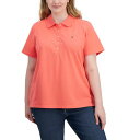 トミー ヒルフィガー レディース ポロシャツ トップス Plus Size Short-Sleeve Polo Shirt Sherbert