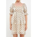 イングリッシュファクトリー レディース ワンピース トップス Women's Organza Dot Tiered Doll Mini Beige/black