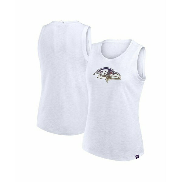 ファナティクス レディース カットソー トップス Women's White Baltimore Ravens Slub Tank Top White