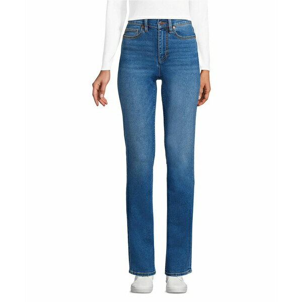 ランズエンド レディース デニムパンツ ボトムス Women's Recover High Rise Straight Leg Blue Jeans Indigo tide blue