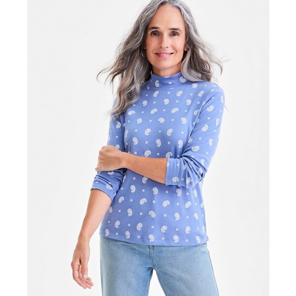 スタイルアンドコー レディース カットソー トップス Women's Printed Mock Neck Knit Top, Macy's Exc..