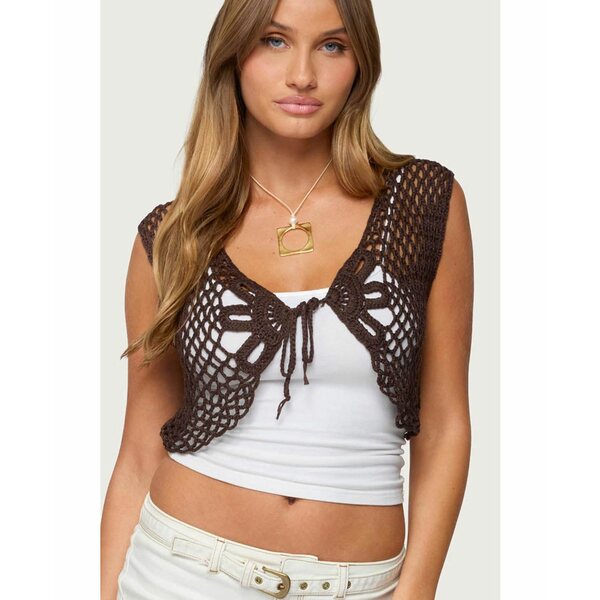 エディクテッド レディース ニット&セーター アウター Women's Kelcie Tie Front Crochet Shrug Brown