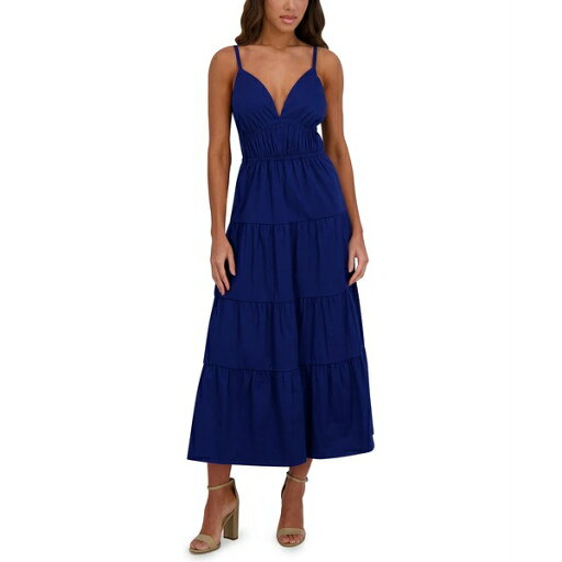 シエナ レディース ワンピース トップス Women's Cotton-Blend Spaghetti-Strap Tiered Maxi Dress Sapphire シエナ レディース ワンピース トップス Women's Cotton-Blend Spaghetti-Strap Tiered Maxi Dress Sapphire