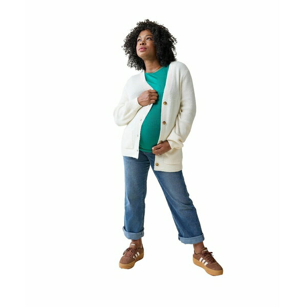 イングリッド アンド イザベル レディース ニット&セーター アウター Maternity Ingrid + Isabel Button Front Cardigan Sweater Cream