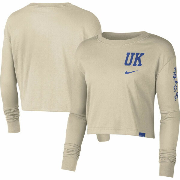 ナイキ レディース Tシャツ トップス Kentucky Wildcats Nike Women 039 s Varsity Letter Long Sleeve Crop Top Cream