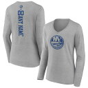 yz t@ieBNX fB[X TVc gbvX New York Islanders Fanatics Branded Women's Personalized Name & Number Long Sleeve VNeck TShirt Heather Gray