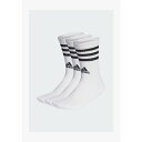 アディダス レディース 靴下 アンダーウェア 3 STRIPES CUSHIONED UNISEX 3 PACK - Sports socks - white ...