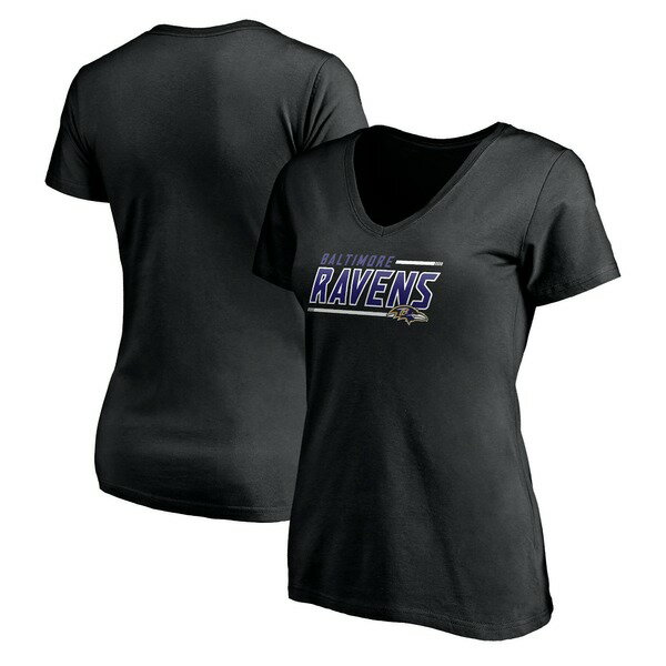 ファナティクス レディース Tシャツ トップス Baltimore Ravens Women's Mascot In Bounds VNeck TShirt Black