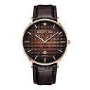 PlXR[ Y rv ANZT[ Men's Diamond Accent Dial Brown Dark Genuine Leather Strap Watch 42mm Brown Dark