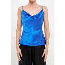 エンドレスローズ レディース カットソー トップス Women's Satin Cowl Neck Top Blue