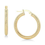 イタリアン ゴールド レディース ピアス＆イヤリング アクセサリー Textured Tube Hoop Earrings in 14k Gold Gold