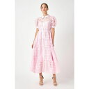 CObVt@Ng[ fB[X s[X gbvX Women's Gridded Organza Tiered Maxi Dress Baby pink