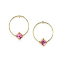 2028 fB[X sAXCO ANZT[ 14K Gold-tone Diamond Shape Crystal Hoop Stainless Steel Post Small Earrings Light Pink