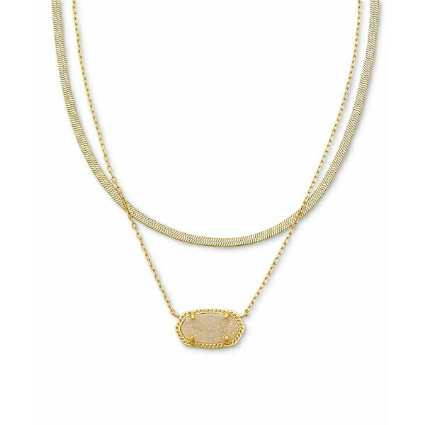 PhXRbg fB[X lbNXE`[J[Ey_ggbv ANZT[ 14k Gold-Plated Drusy Stone & Herringbone Chain Layered Pendant Necklace, 16