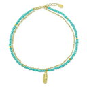 Wj xj[j fB[X uXbgEoOEANbg ANZT[ Crystal Bead Feather Charm Layered Ankle Bracelet in 18k Gold-Plated Sterling Silver, Created for Macy's Yellow Gold