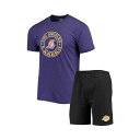 RZvgX|[c fB[X TVc gbvX Men's Black, Purple Los Angeles Lakers T-shirt and Shorts Sleep Set Black, Purple