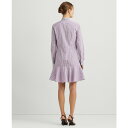 t[ fB[X s[X gbvX Women's Striped Broadcloth Tie-Neck Shirtdress Purple Multi