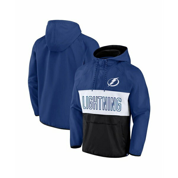 ファナティクス メンズ ジャケット&ブルゾン アウター Men's Blue, Black Tampa Bay Lightning Backhand Shooter Defender Anorak Raglan Hoodie Quarter-Zip Jacket Blue, Black
