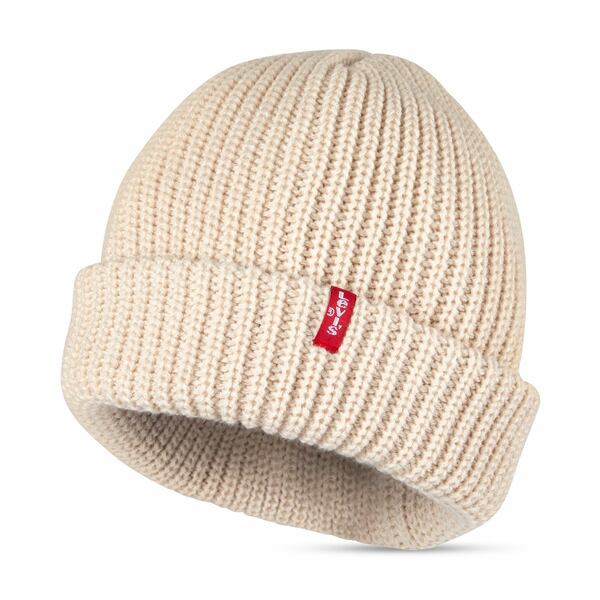 リーバイス メンズ 帽子 アクセサリー Men's Ribbed-Knit Cropped Beanie Cream