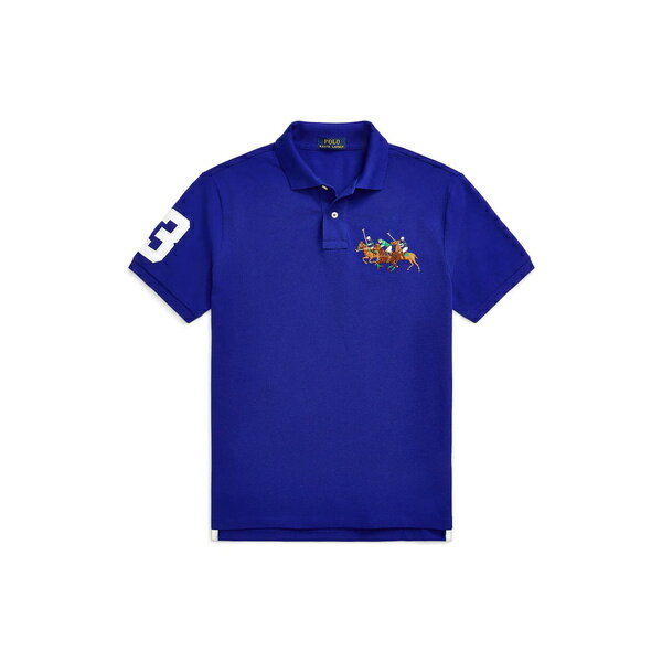 ラルフローレン POLO RALPH LAUREN メンズ ポロシャツ トップス CUSTOM SLIM FIT TRIPLE-PONY POLO SHIRT Bright blue