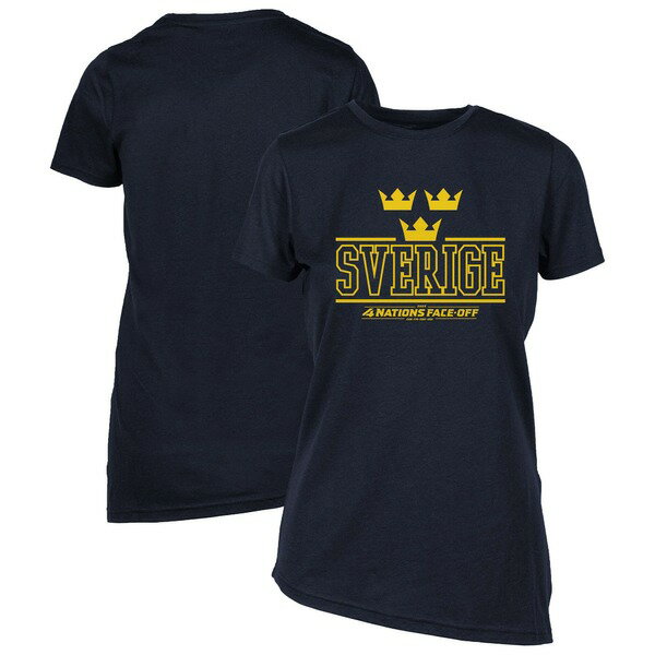 レベルウェア レディース Tシャツ トップス Sweden Levelwear Women's 2025 4 Nations FaceOff Birch Asymmetrical TShirt Navy