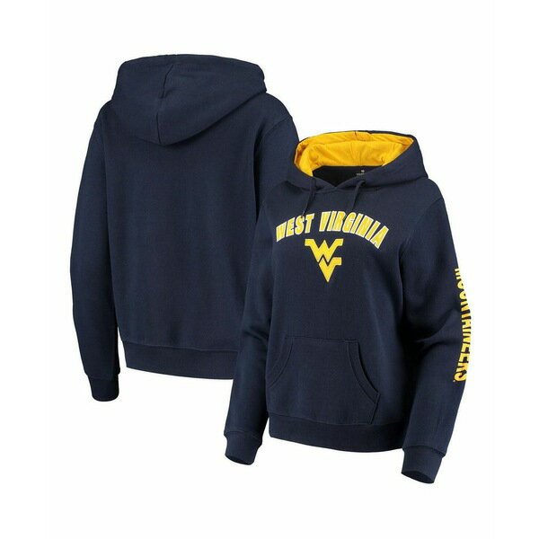 コロシアム レディース パーカー・スウェットシャツ アウター Women's Navy West Virginia Mountaineers Loud and Proud Pullover Hoodie Navy(4)