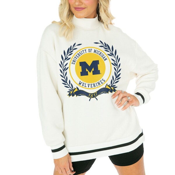 Q[fC fB[X p[J[EXEFbgVc AE^[ Michigan Wolverines Gameday Couture Women's Mock Neck Power Play Pullover Sweatshirt White