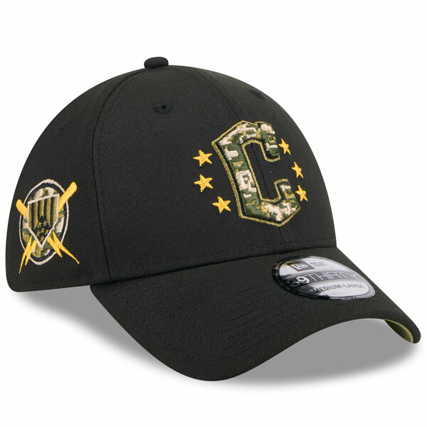 j[G Y Xq ANZT[ Cleveland Guardians New Era 2024 Armed Forces Day 39THIRTY Flex Hat Black