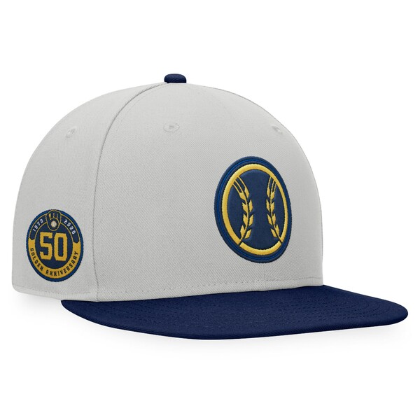 t@ieBNX Y Xq ANZT[ Milwaukee Brewers Fanatics Branded Glory Days TwoTone Snapback Hat Gray/Navy