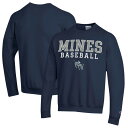 チャンピオン メンズ パーカー・スウェットシャツ アウター Colorado School of Mines Orediggers Champion Stack Baseball Powerblend Pullover Sweatshirt Navy