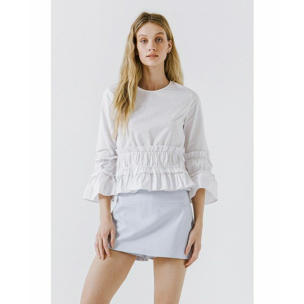 イングリッシュファクトリー レディース カットソー トップス Women's Ruffled Top White