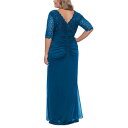 ベッツィ アンド アダム レディース ワンピース トップス Plus Size V-Neck Gown Peacock