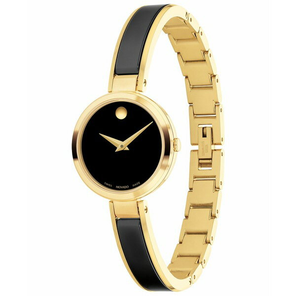 モバド モバド レディース 腕時計 アクセサリー Women's Moda Swiss Quartz Black Ceramic Yellow PVD Bangle Watch 24mm Two Tone