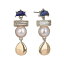 ɥ꡼Х꡼ ǥ ԥ ꡼ Gold Tone Linear Earrings with Stones and Pearls Blue