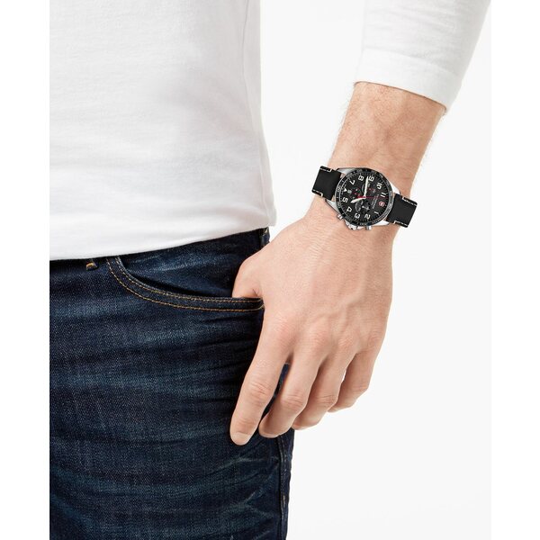 ビクトリノックス ビクトリノックス レディース 腕時計 アクセサリー Men's Chronograph FieldForce Black Leather Strap Watch 42mm Black