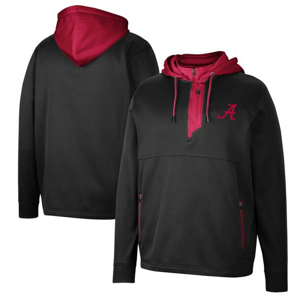 楽天astyコロシアム メンズ ジャケット＆ブルゾン アウター Alabama Crimson Tide Colosseum Luge 3.0 QuarterZip Hoodie Black