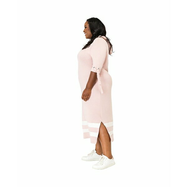 ポエティックジャスティス レディース ワンピース トップス Plus Size Cut Out Tie-Sleeve Hoodie Maxi Dress Mauve pink