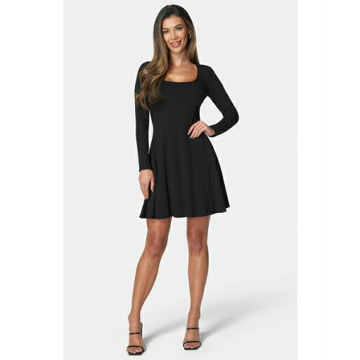 ベベ レディース ワンピース トップス Women's Rib Long Sleeve Godet Dress Black ベベ レディース ワンピース トップス Women's Rib Long Sleeve Godet Dress Black