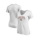 ファナティクス レディース カットソー トップス Women's White Auburn Tigers Floral Arched V-Neck T-shirt White