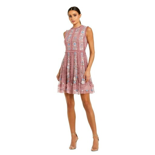 マックダガル レディース ワンピース トップス Women's Sleeveless High Neck Embroidered Mini Dress Berry マックダガル レディース ワンピース トップス Women's Sleeveless High Neck Embroidered Mini Dress Berry