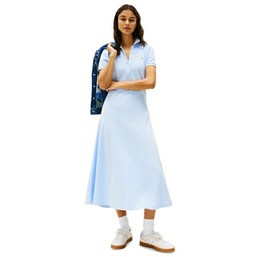 トミーヒルフィガー レディース ワンピース トップス Women's Striped Short-Sleeve Midi Polo Dress Sweet Blue トミーヒルフィガー レディース ワンピース トップス Women's Striped Short-Sleeve Midi Polo Dress Sweet Blue