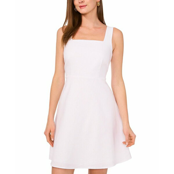 ヴィンスカムート レディース ワンピース トップス Women's Square-Neck Linen-Blend Dress Ultra White