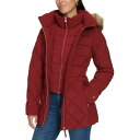 トミー ヒルフィガー レディース ジャケット&ブルゾン アウター Women's Bibbed Faux-Fur-Trim Hooded Puffer Coat, Created for Macy's Rouge