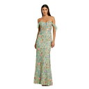 マックダガル レディース ワンピース トップス Women's Off The Shoulder Bustier Emboridered Net Gown Sage multi