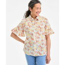 スタイルアンドコー レディース カットソー トップス Women's Metallic Printed Ruffled Camp Shirt, Exclusively at Macy's Ditsy Floral