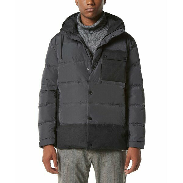 マークニューヨーク メンズ ジャケット&ブルゾン アウター Men's Halifax Fabric Blocked Quilted Hooded Trucker Jacket Shadow Grey