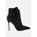 ロンンドンラグ レディース ブーツ シューズ Head On Faux Suede Diamante Ankle Boots Black