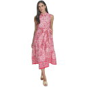 ジェシカハワード レディース ワンピース トップス Petite Printed Tie-Waist Sleeveless Midi Dress Ivory/Peony