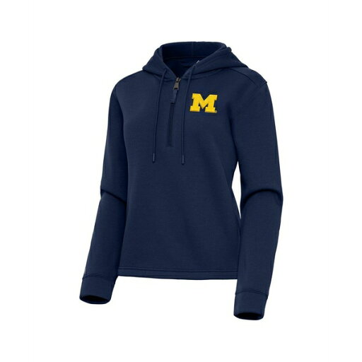 アンティグア レディース カットソー トップス Women's Navy Michigan Wolverines Contemporary Quarter-Zip Hoodie Navy アンティグア レディース カットソー トップス Women's Navy Michigan Wolverines Contemporary Quarter-Zip Hoodie Navy